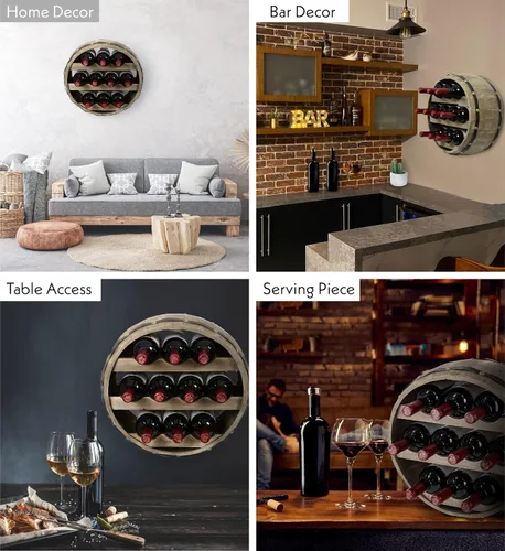 Vista 8 de CoTa Global - Botellero decorativo industrial de madera, 10 botellas