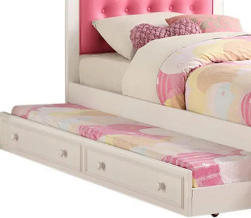 Vista 4 de Benjara Benzara Cherub - Cama de tamaño individual con nido, rosa y blanco, rosa y blanco
