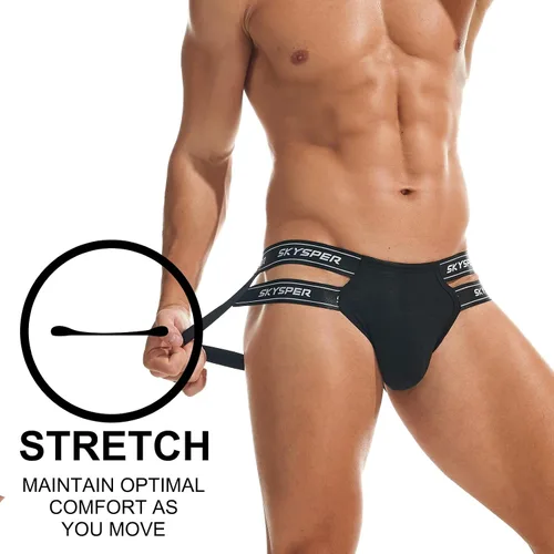 Vista 120 de SKYSPER Jock Strap Athletic Supporter para hombres Sexy Jockstrap Ropa interior masculina