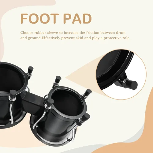 Vista 3 de Juego de Bongós Soulmate para Niños, Principiantes y Adultos de 4" y 5" - Bongós de Percusión Transparentes con Llave de Afinación, Acabado Natural