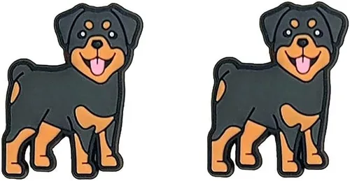 Vista 2 de Rottweiler Rottie - Dije para zapatos para perros y cachorros para zuecos, zapatos, lentes y dije con cremallera a juego, Yazzle Dazzle, obra