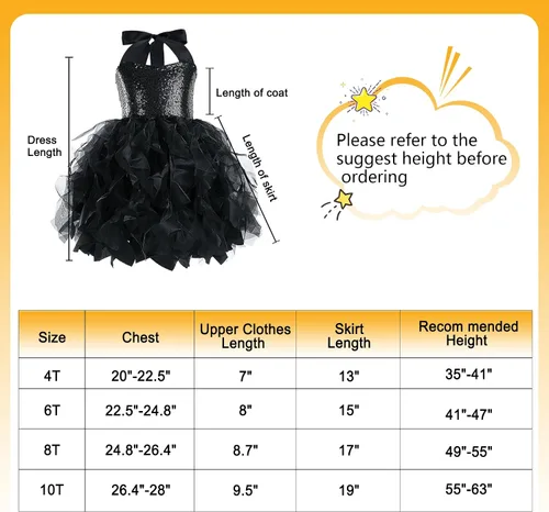 Vista 3 de Vestido tutú para niñas con capas de organza y sauces, traje de cumpleaños, vestido de fiesta de tul con lentejuelas para Pascua, cumpleaños