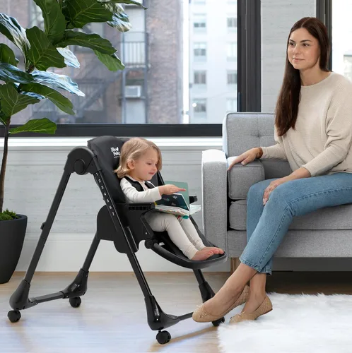 Vista 10 de Little Folks by Delta Children 2-in-1 SlimFold High Chair for Babies and Toddlers, Black Negro