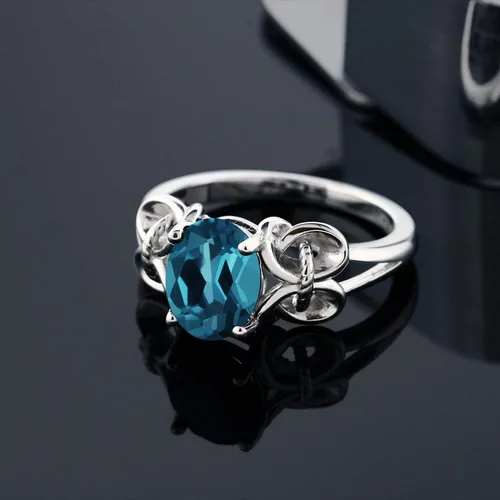 Vista 57 de Gem Stone King Anillo de compromiso ovalado con piedra natal para mujer, plata de ley 925, ovalado de 0.354 x 0.276 in, anillo de compromiso