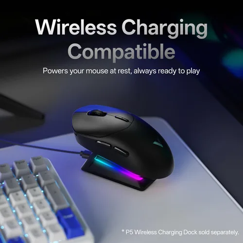 Vista 7 de Rapoo Ratón inalámbrico para juegos VT2, tasa de sondeo inalámbrico real de 8K, peso ligero de 1.87 oz, batería de hasta 750 horas, MCU nórdico