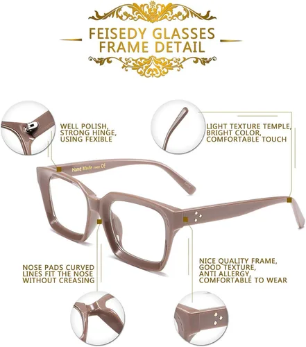 Vista 5 de FEISEDY B2461 - Gafas cuadradas clásicas sin receta para mujer
