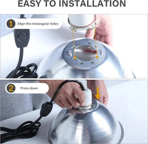 Vista 7 de Simple Deluxe Paquete de 1 lámpara de abrazadera con reflector de aluminio de 10.5 pulgadas y protector de bombilla de hasta 250 W, enchufe E26