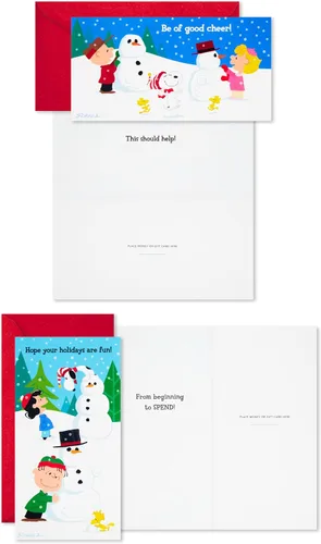 Vista 5 de Hallmark Peanuts - Juego de tarjeteros o portamonedas de Navidad, Charlie Brown y Snoopy (36 tarjetas con sobres)