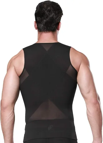 Vista 2 de BaronHong Camisa original de compresión de pecho con cremallera para hombre para ocultar ginecomastia Moobs Negro
