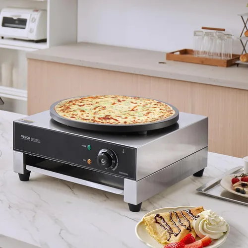 Vista 8 de VEVOR máquina eléctrica para hacer crepés, máquina comercial para crepés de 16 pulgadas, plancha plana de 1700W para crepes, máquina antiadherente