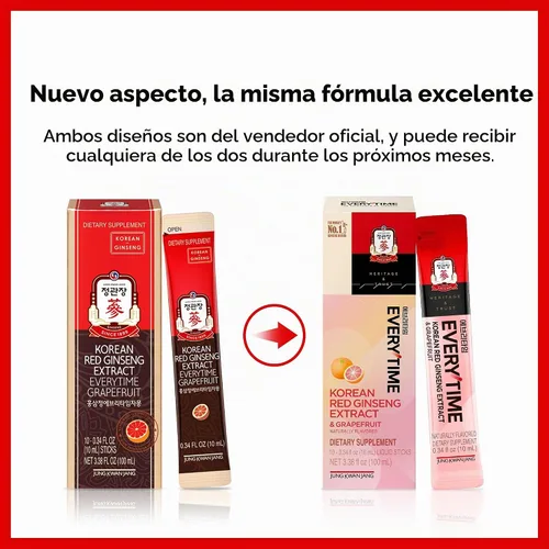 Vista 2 de JUNG KWAN JANG Everytime - Extracto de ginseng rojo coreano de 1,000 mg y pomelo – Bebida energética vegana con raíz de ginseng en sobres líquidos
