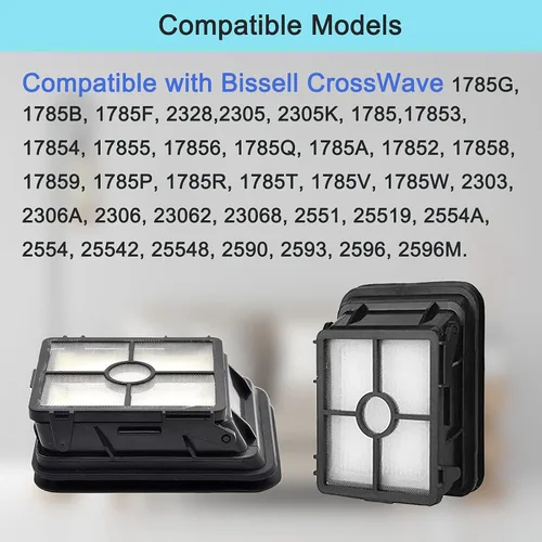 Vista 2 de Bvhonwe Paquete de 8 filtros de repuesto 1866 compatibles con aspiradoras Bissell Crosswave 1785 2306 2551 y 2554 CrossWave Cordless Max todo