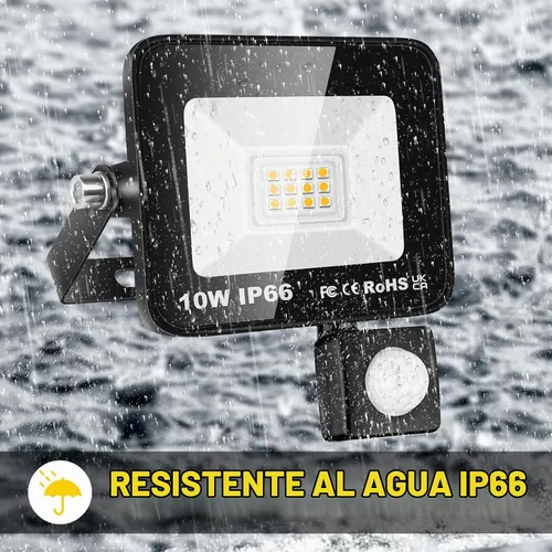 Vista 4 de Willpower 2 unids LED Floodlight 10W 1000lm LED luces de seguridad al aire libre con sensor de movimiento LED luz de trabajo IP66 impermeable PIR