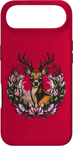 Vista 25 de Arkansas Deer with Antlers and Apple Blossom Tattoo Art Case for iPhone 17