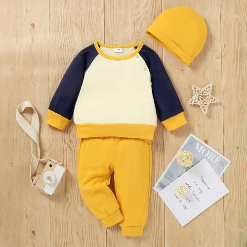 Vista 9 de Ropa para bebé niño, sudadera para otoño e invierno, trajes de manga larga con bolsillo, sombreros, 3 piezas
