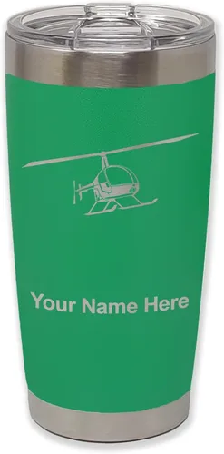Vista 35 de LaserGram Vaso aislado al vacío de 20 onzas, helicóptero 2, grabado personalizado incluido (negro)