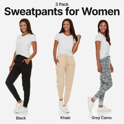 Vista 2 de BottomLine 3 Pack Sweatpants Women, Comfortable Womens Sweatpants, Fleece Womens Joggers (Available in Plus)