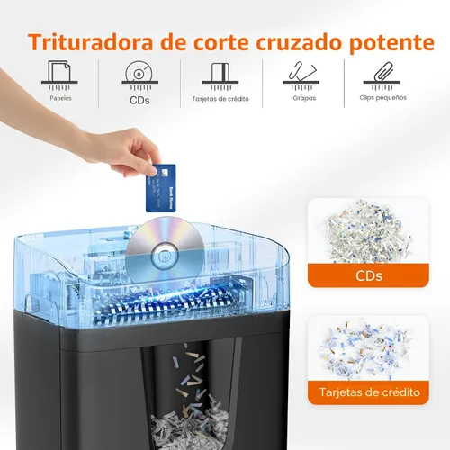 Vista 3 de Bonsaii Trituradora de papel resistente de corte cruzado de 12 hojas para Negro