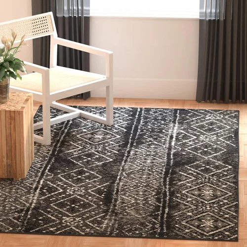 Vista 47 de SAFAVIEH Alfombra de área 8x10 - Colección Adirondack - Grande - Negro y plateado, diseño marroquí bohemio, no suelta pelusa y fácil de limpiar