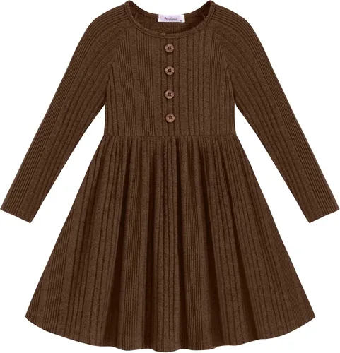 Vista 15 de Arshiner Suéter de manga larga para niñas pequeñas, vestidos de otoño e Verde