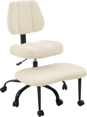 Vista 3 de Silla de meditación con patas cruzadas, exquisitos muebles de oficina en casa, ergonómico arrodillado con soporte lumbar y taburete de altura Beige