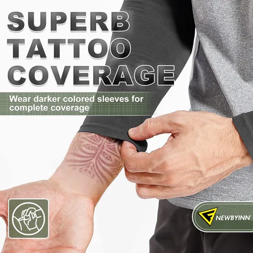Vista 4 de Newbyinn Mangas de protección solar UV para hombres, mujeres y jóvenes, manga refrescante para cubrir el tatuaje del brazo, cubierta de brazo