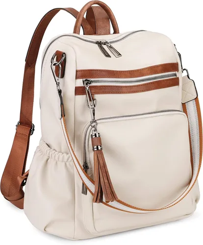 Vista 17 de Uromee Mochila de Viaje Monedero para Mujeres Cuero Vegano Damas Moda Borla Bolsa de Hombro Convertible, Grande, Mochilas Daypack