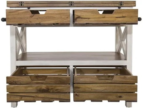 Vista 10 de Yosemite Home Decor Cassidy Farmhouse - Isla de cocina de madera en color blanco