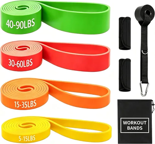 Vista 7 de Resistance Bands for Working Out, 5-125LBS Pull Up Assist Bands Set Verde y otros