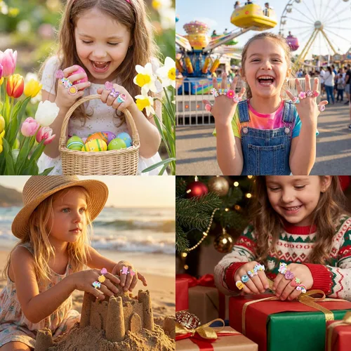 Vista 8 de PASEMM 24 anillos de joyería para niña, ajustables, sin duplicación, anillos de juego para niños en caja, anillos de juego de simulación y disfraces