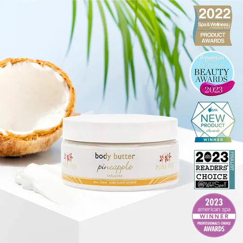 Vista 3 de PURE FIJI Body Butter - Crema hidratante de mantequilla corporal, crema facial y loción corporal para piel seca con aceites naturales y vitamina E