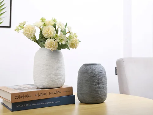 Vista 9 de Jarrones blancos, jarrón minimalista, jarrón de cerámica, moderno jarrón de flores para decoración del hogar, se adapta a todas partes, la mejor