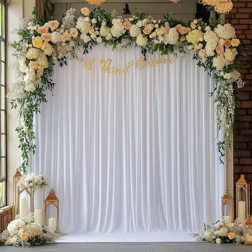 Vista 26 de Cortinas de fondo azul bebé de 10 x 9 pies sin arrugas para fiestas, cortinas de tela gruesa para fotos, para bodas, cumpleaños, baby shower