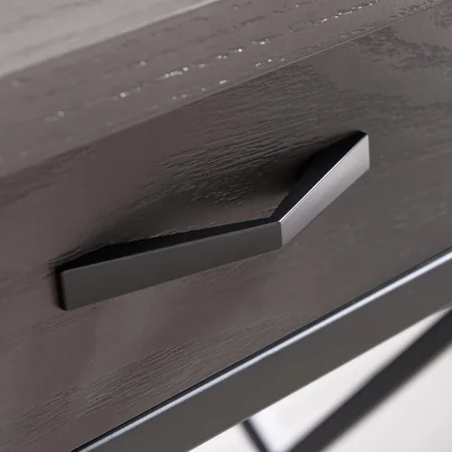 Vista 8 de Leick Home 23400 Chisel & Forge - Escritorio para computadora con cajón frontal para teclado, gris ahumado y negro mate