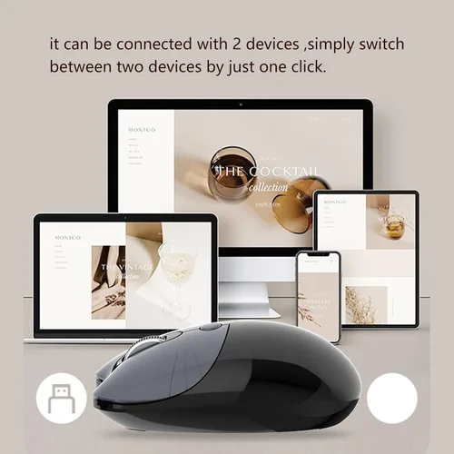 Vista 3 de BT5.1 Mouse inalámbrico, clic ultra silencioso y diseño portátil compacto para niñas, alternativa de 2.4 GHz con modo de suspensión automático