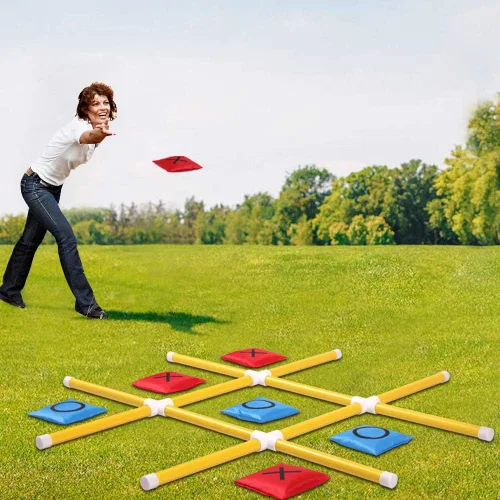 Vista 3 de OTTARO Juego gigante de Tic Tac Toe para exteriores e interiores para la familia, juego de lanzamiento de bolsas de frijoles al aire libre
