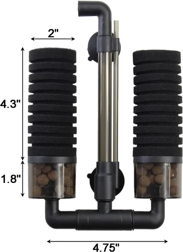 Vista 2 de AQUANEAT Filtro de esponja accionado por aire, filtro silencioso para acuario con bolas de cerámica, para tanque de camarones Betta Fry, con 2