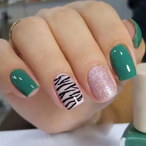 Vista 13 de Uñas postizas a presión ataúd de longitud corta, 24 piezas de cobertura completa, reutilizables, brillantes, uñas postizas con pegamento, uñas