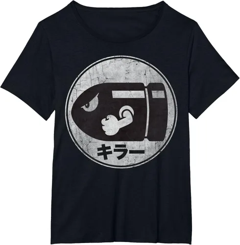Vista 30 de Super Mario Camiseta con logotipo de Bullet Bill Distressed en Kanji