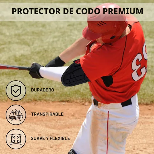 Vista 3 de Coderas de béisbol, coderas para jóvenes y adultos, codos para béisbol, sóftbol Negro