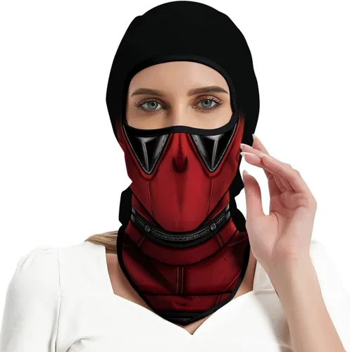 Vista 5 de Red Plume 3 piezas Pasamontañas Máscara de Cara Completa Máscara de Esquí Protección UV Cubierta Máscara de Cara Completa para Motocicleta
