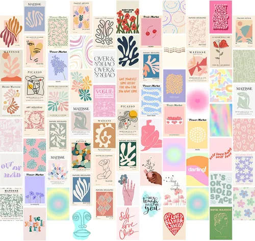 Vista 16 de KBKBART Decoración de habitación de nieta costera, kits de collage de pared rosa y azul, 50 piezas de 4 x 6 pulgadas, pósteres estéticos de pared