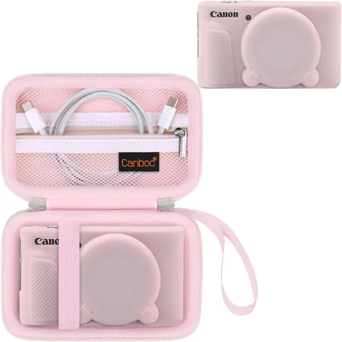 Vista 9 de Canboc Funda para Canon PowerShot SX740/SX730, funda rígida de transporte + funda protectora de silicona suave con cubierta extraíble para lentes