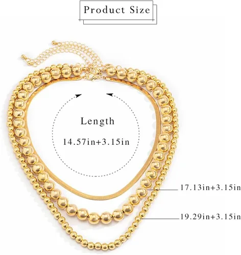 Vista 4 de Sixexey Collar de cuentas de oro, collares en capas, collar de cadena de bolas, joyería para mujer