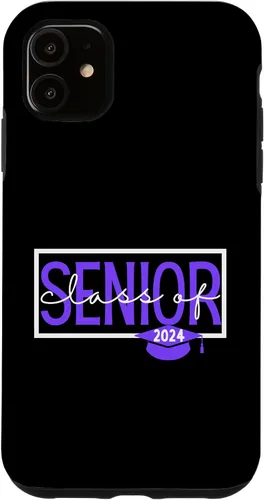 Vista 8 de iPhone 16 Seniors Class of 2024 Colors Purple and White Case