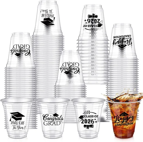 Vista 11 de Eaasty 200 tazas de graduación de 12 onzas 2026 vasos de plástico desechables para la clase de 2026, fiesta de graduación, felicitaciones, Azul