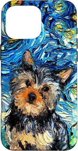 Vista 19 de iPhone 16 Yorkshire terrier Starry Night Cute Yorkie Dog Art por Aja Case
