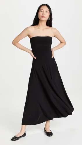 Vista 2 de Norma Kamali Vestido acampanado sin tirantes para mujer a media pantorrilla