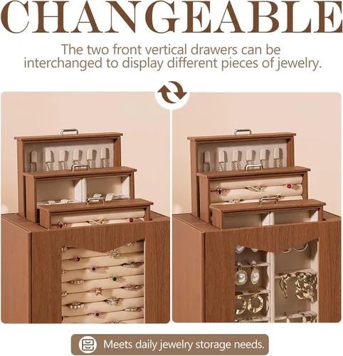 Vista 3 de Homde Organizador de joyas con ganchos transparentes para collares de ventana, regalo para mujeres, caja de joyería para collares, anillos, aretes