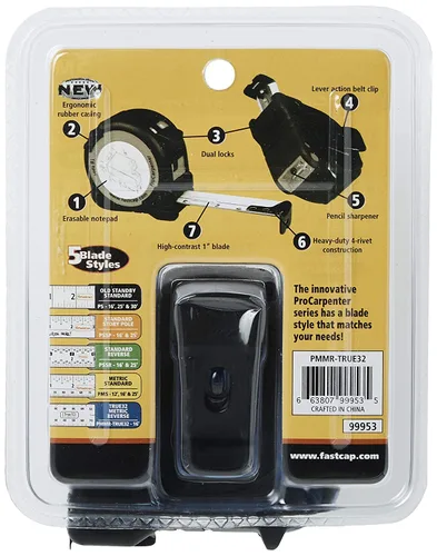 Vista 3 de FastCap ProCarpenter True32 Métrica Cinta de Medir Inversa - Ideal para Profesionales y Mejoras del Hogar - con Clip de Cinturón de Acción